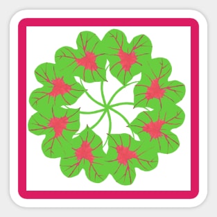 Red and Green Kaleidoscope Caladium Leaves Sticker